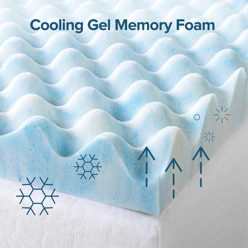 ZINUS 1.5/2/3/4-inch Swirl Gel Cooling Memory Foam Mattress Topper, Cooling Airflow Design, CertiPUR-US Certified (2 in, Full) - Image 4